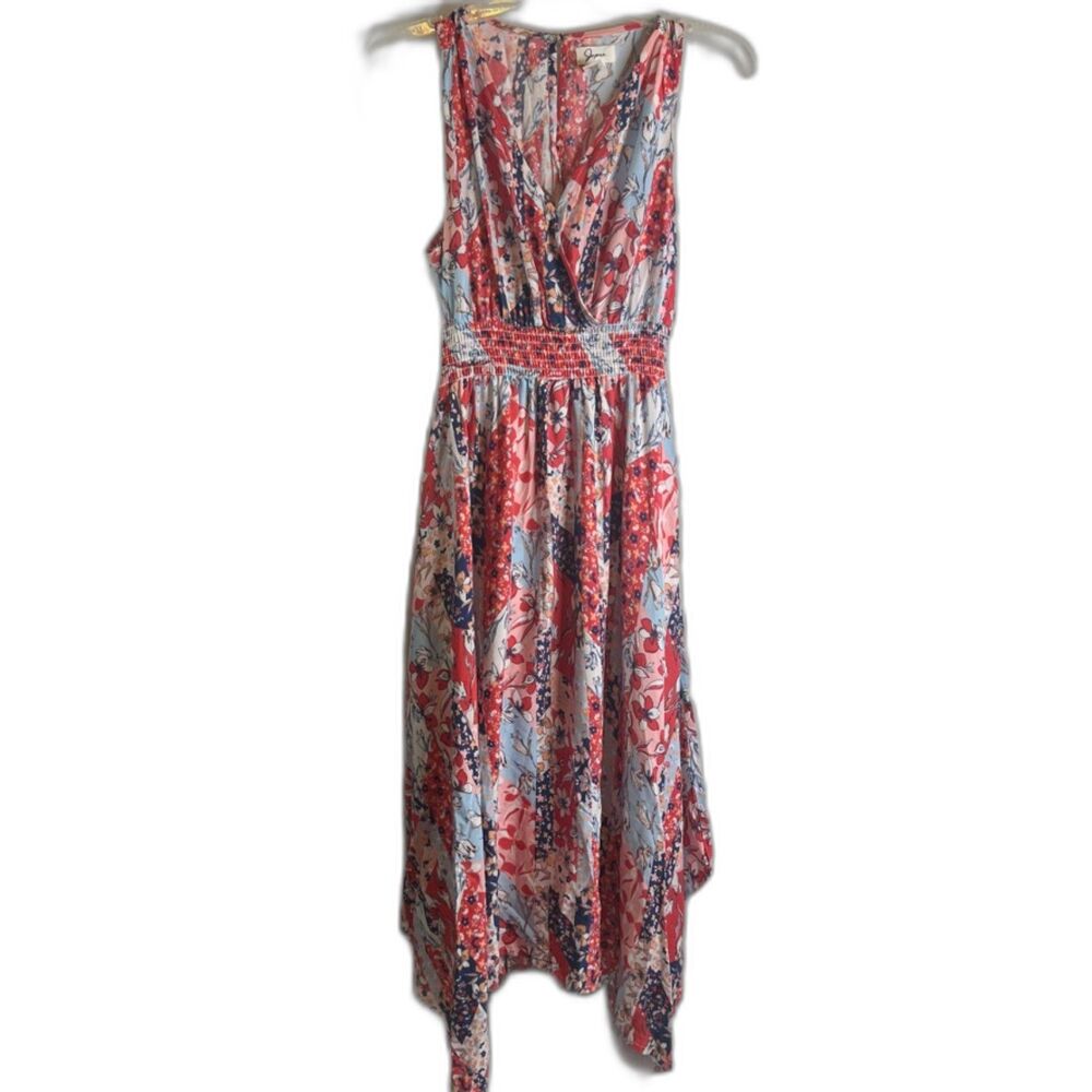Japna Floral Print Asymmetrical Sleeveless Midi Dress Whimsical Fairy Size Small